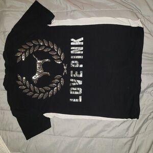 PINK Victoria's Secret Black and Silver TShirt